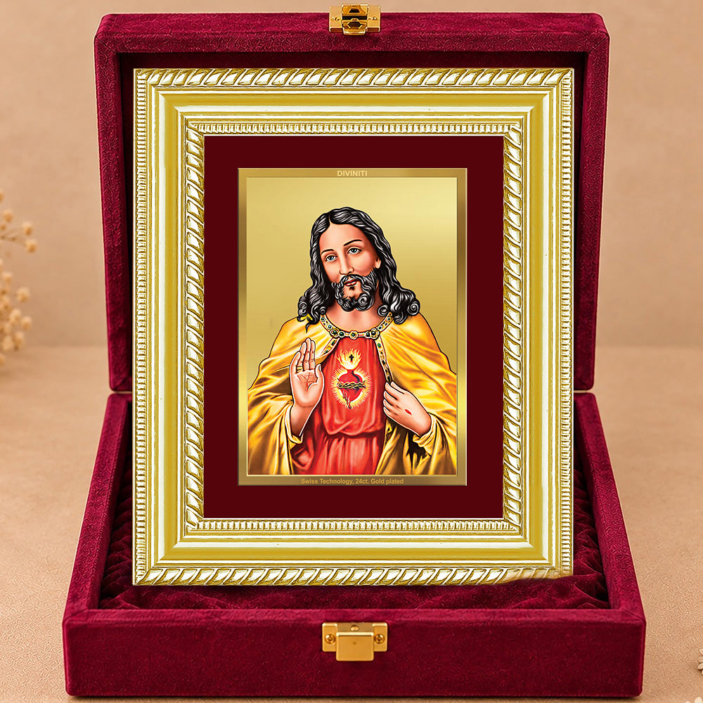 24K Gold-Plated Jesus Christ Frame | Premium Gift Box | 17.5x21.5 CM