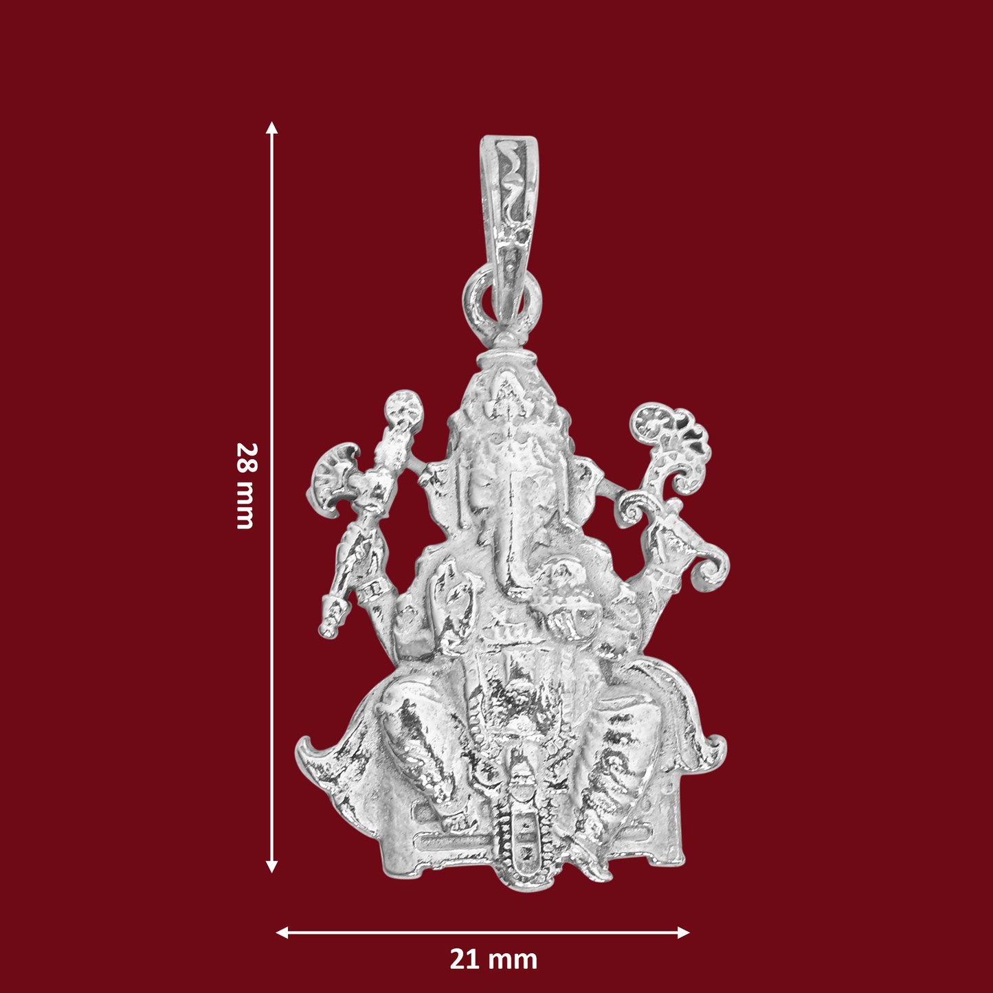 DIVINITI 925 Pure Silver Ganesha Pendant for Men, Women & Kids Divine God Pendant for Birthday, Anniversary, Special Occasion Gift (2.8x2.1 cm, 11g)