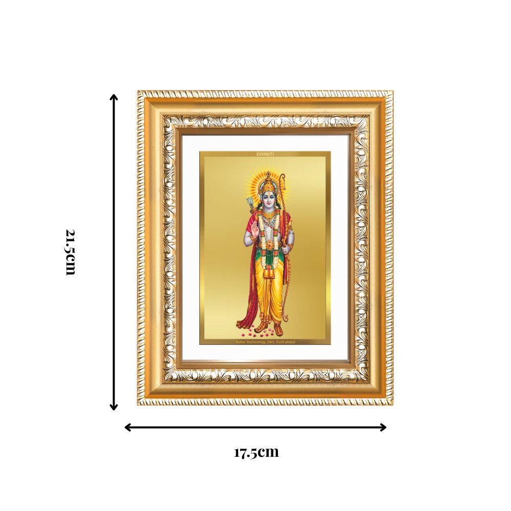 Diviniti 24K Gold Plated Ram Ji (Classic) Divine Wall and Table Top Frame for Home Mandir & Office Decor | Luxury Spiritual Gift
