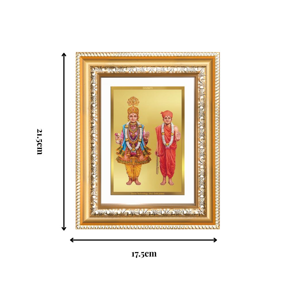 Diviniti 24K Gold Plated Swaminarayan (Classic) Divine Wall and Table Top Frame for Home Mandir & Office Decor | Luxury Spiritual Gift