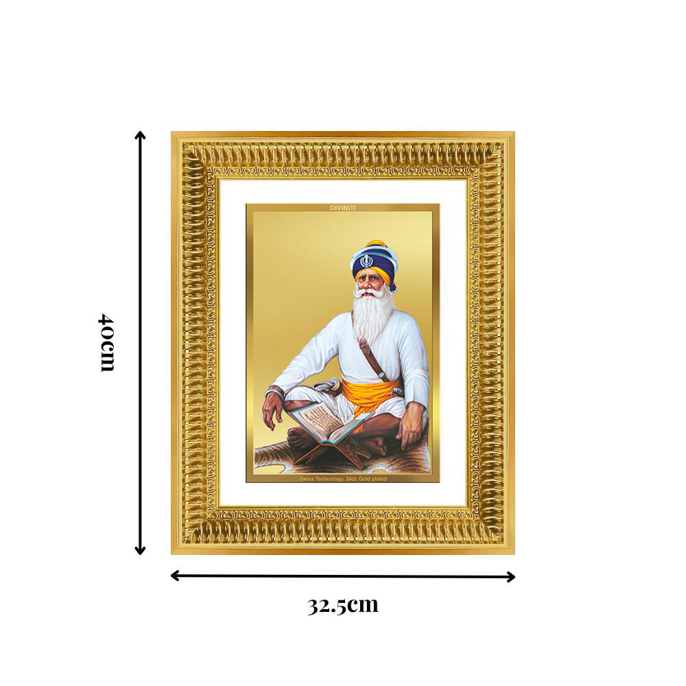 Diviniti 24K Gold Plated Baba Deep Singh Sacred Sikh Wall Frame for Home Decor & Office Ambiance | Premium Spiritual Gift