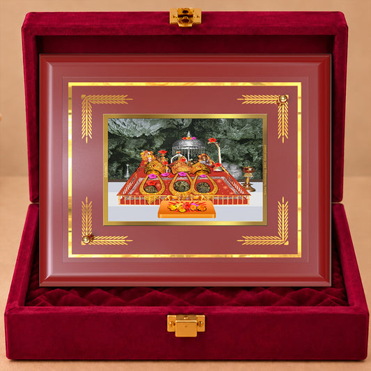 24K Gold-Plated Vaishno Devi Mata Darbar MDF Frame | Premium Gift Box | 35x27 CM