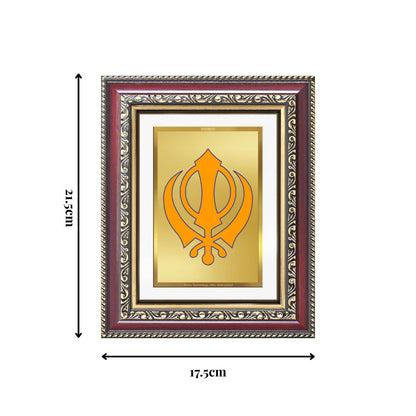 Diviniti 24K Gold Plated Khanda Sahib (Classic) Divine Wall and Table Top Frame for Home Mandir & Office Decor | Luxury Spiritual Gift