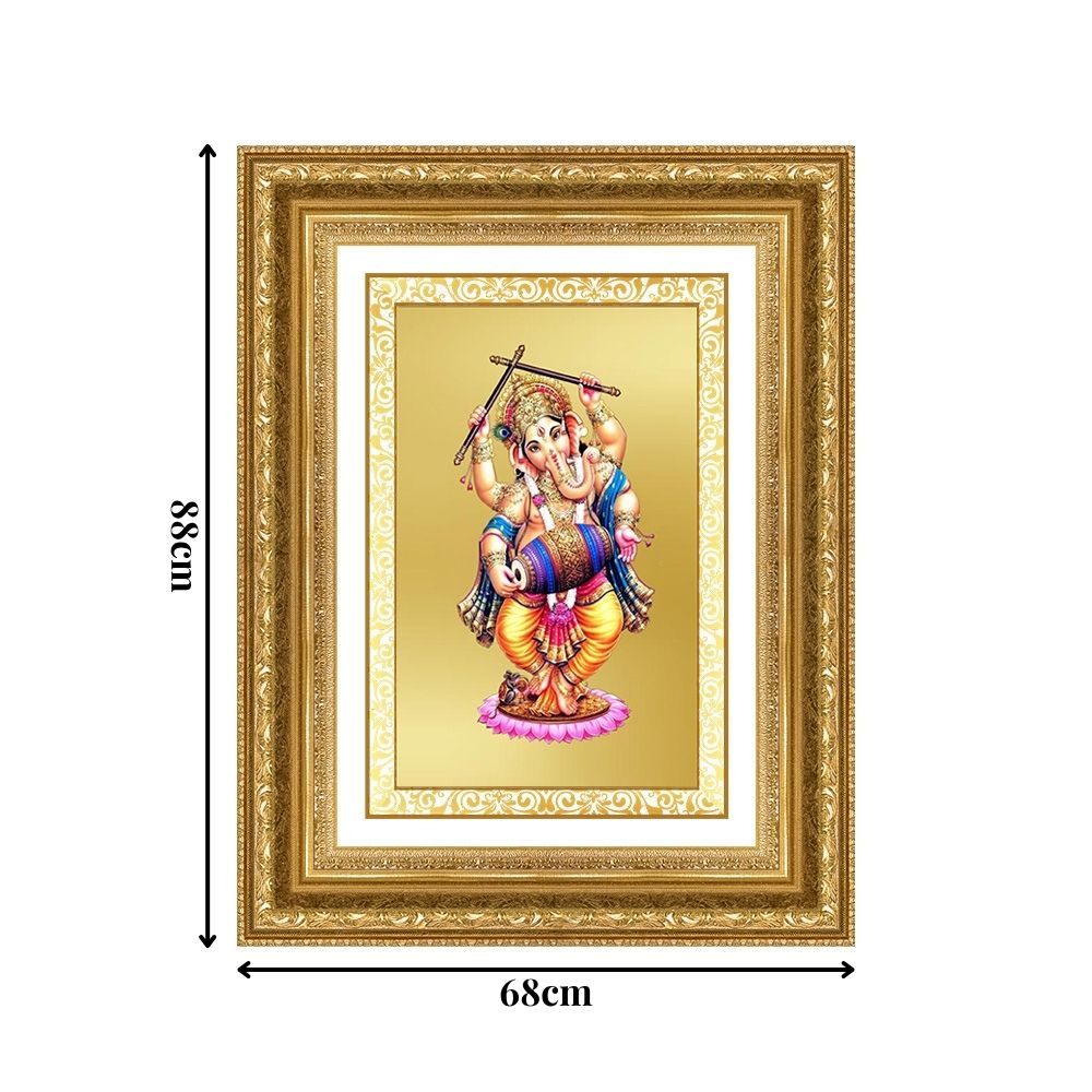 Diviniti 24K Gold Plated Dancing Ganesha (Classic) Divine Wall Frame for Home Mandir & Office Decor | Luxury Spiritual Gift