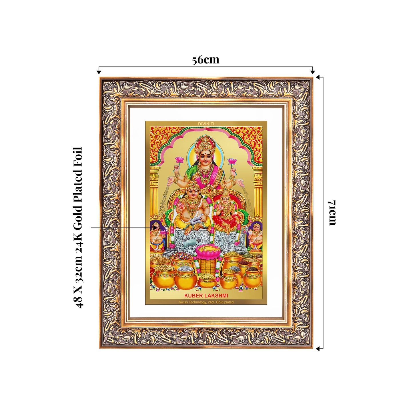 Lakshmi Kuber | Divine Wealth Duo Wall Mount Photo Frame in 24K Gold Plated Foil