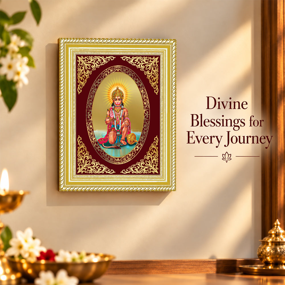 24K Gold-Plated Hanuman Blessings Frame | Premium Gift Box | 26x20 CM