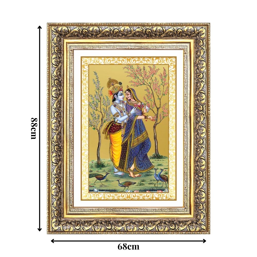 Diviniti 24K Gold Plated Radha Krishna (Classic) Divine Wall Frame for Home Mandir & Office Decor | Luxury Spiritual Gift