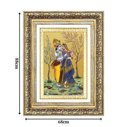 Diviniti 24K Gold Plated Radha Krishna (Classic) Divine Wall Frame for Home Mandir & Office Decor | Luxury Spiritual Gift