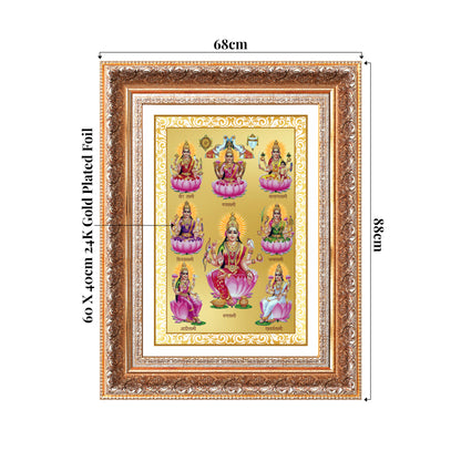 Ashtalakshmi | Lakshmi Devi for Wall Mount Photo Frame in 24K Gold Plated Foil
