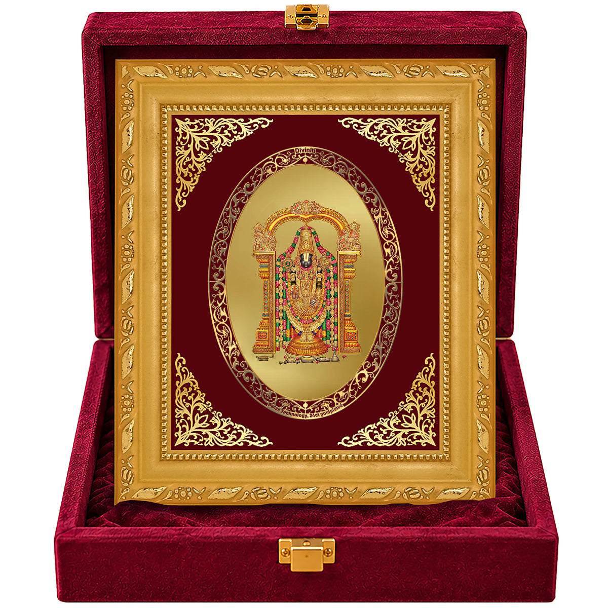 24K Gold-Plated Tirupati Balaji Frame | Premium Gift Box | 21.5x17.5 CM