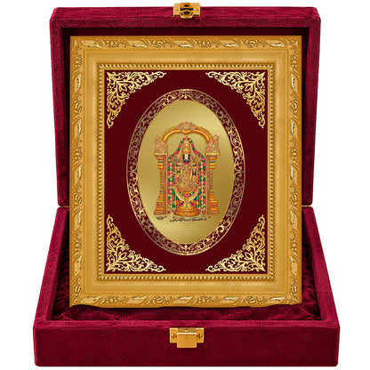 24K Gold-Plated Tirupati Balaji Frame | Premium Gift Box | 21.5x17.5 CM