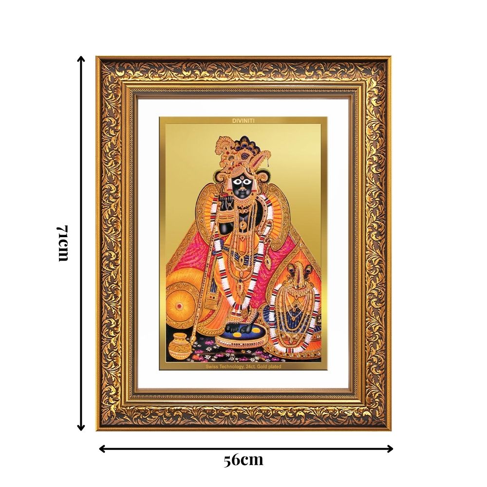 Diviniti 24K Gold Plated Banke Bihari Ji (Classic) Divine Wall Frame for Home Mandir & Office Decor | Luxury Spiritual Gift