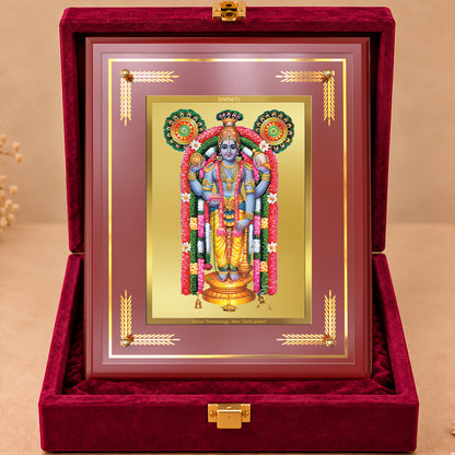 24K Gold-Plated Lord Guruvayurappan MDF Frame | Premium Gift Box | 27x35 CM