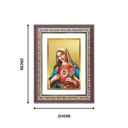 Diviniti 24K Gold Plated Mother Mary (Classic) Divine Wall Frame for Home Mandir & Office Decor | Luxury Spiritual Gift