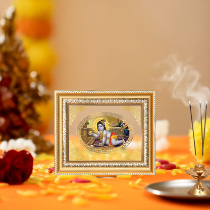 Laddu Gopal Divine Baby Krishna Sacred Love & Devotion Royal Tabletop Frame in 24K Gold Plated Foil