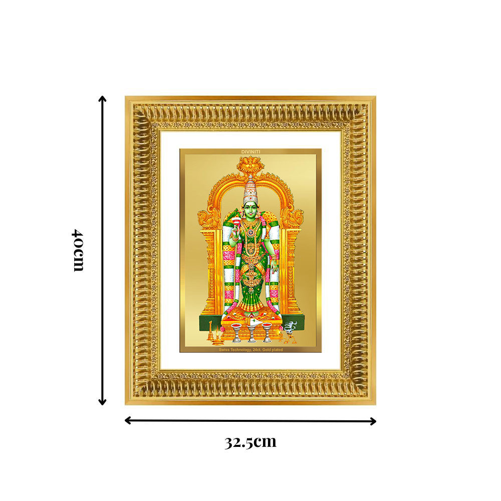 Diviniti 24K Gold Plated Meenakshi Amman (Classic) Divine Wall Frame for Home Mandir & Office Decor | Luxury Spiritual Gift
