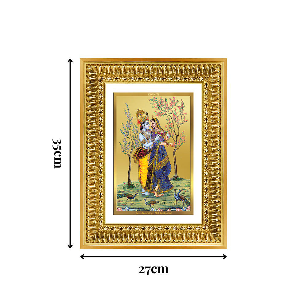 Diviniti 24K Gold Plated Radha Krishna (Classic) Divine Wall Frame for Home Mandir & Office Decor | Luxury Spiritual Gift