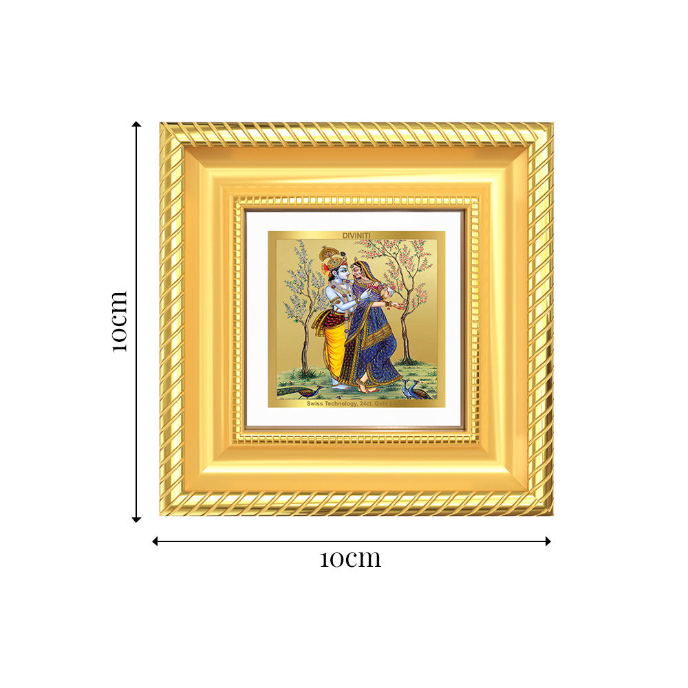 Diviniti Radha Krishna Tabletop Photo Frame in 24K Gold Plated Foil | Love, Devotion & Divine Harmony | DG015S1A (10x10 CM)