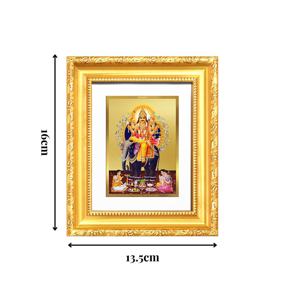 Diviniti 24K Gold Plated Vishvakarma |Divine Table Top Frame for Home Mandir & Office Decor | Luxury Spiritual Gift