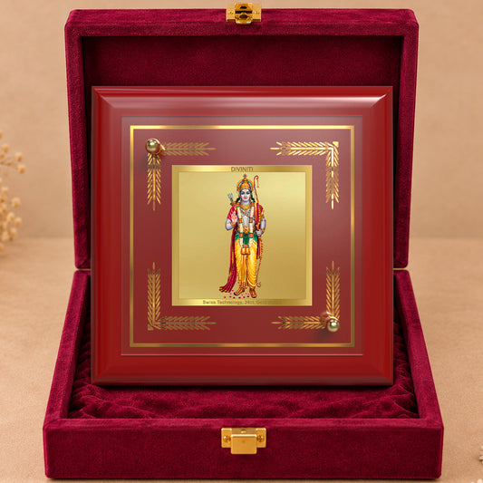 24K Gold-Plated Ram Ji MDF Frame | Premium Gift Box | 10x10 CM