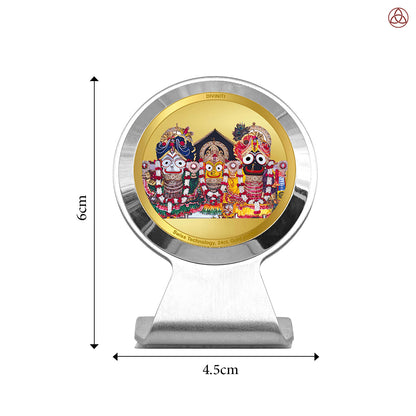 Jagannath, Balaram & Subhadra | Divine Trio Car Dashboard & Tabletop Photo Frame in 24K Gold Plated Foil