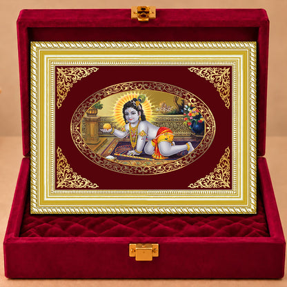 24K Gold-Plated Laddu Gopal Frame | Premium Gift Box | 35x27 CM