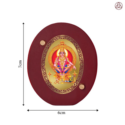 Ayyappan Car Dashboard & Tabletop Photo Frame, 24K gold-plated, 7x6 cm, intricate design.