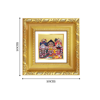 Diviniti Jagannath Subhadra Balabhadra Tabletop Photo Frame in 24K Gold Plated Foil | Divine Trinity, Protection & Spiritual Bliss | DG103S1A (10x10 CM)