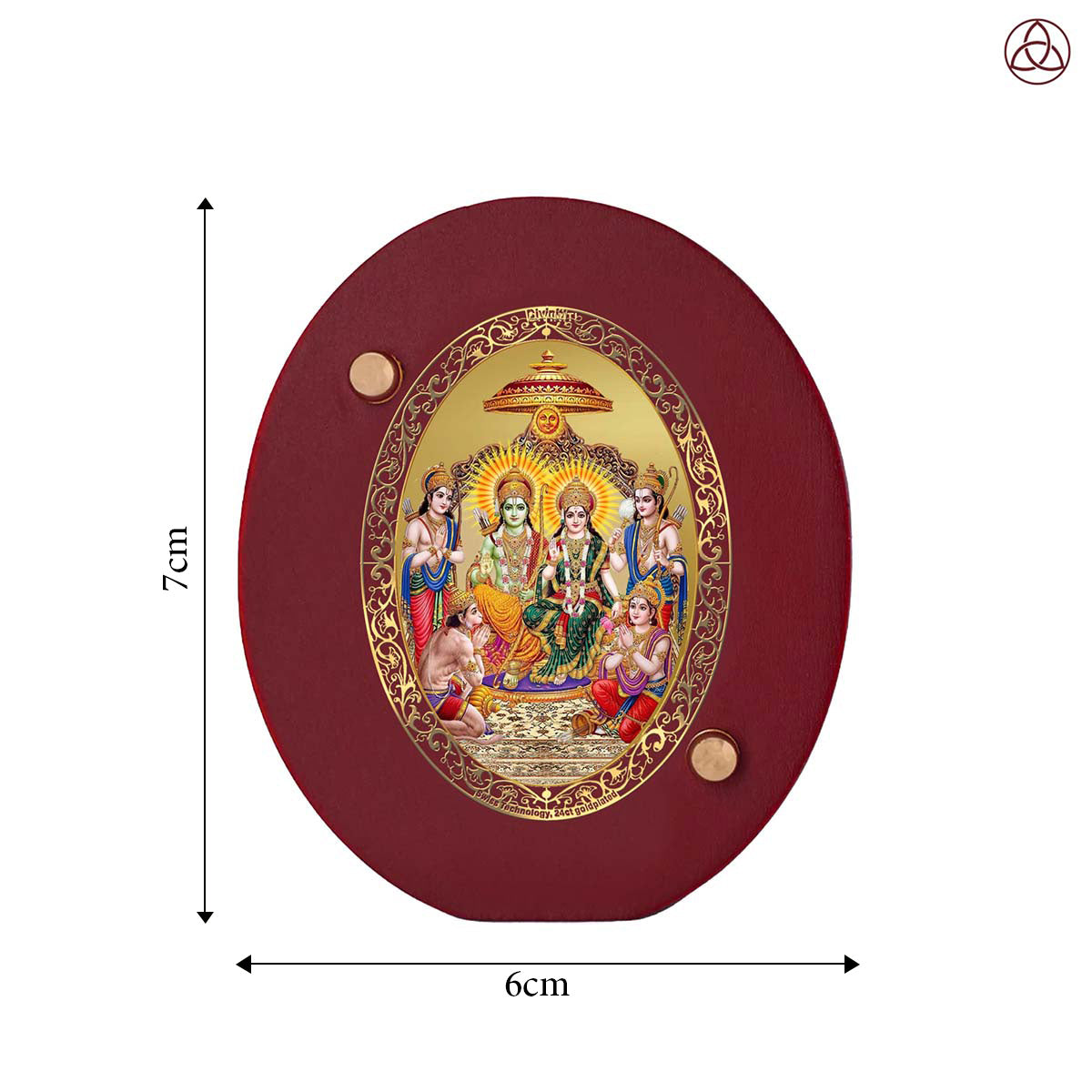 Ram Darbar Car Dashboard & Tabletop Photo Frame, 24K gold-plated, 7x6 cm, intricate design.
