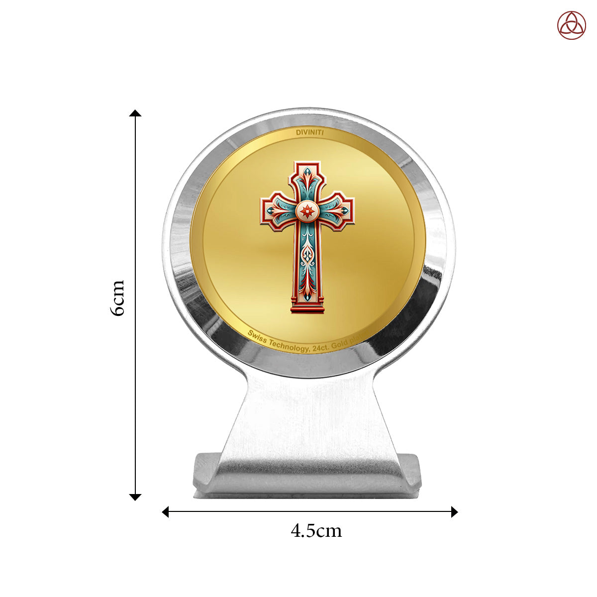 Holy Cross | Divine Christian Cross Car Dashboard & Tabletop Photo Frame in 24K Gold Plated Foil