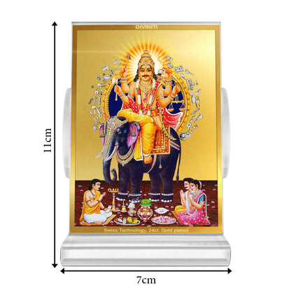 Lord Vishwakarma | Spiritual Car Dashboard & Tabletop Frame in 24K Gold Plated Foil