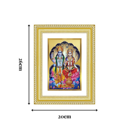 Diviniti 24K Gold Plated Vishnu Lakshmi (Classic) Divine Wall Frame for Home Mandir & Office Decor | Luxury Spiritual Gift