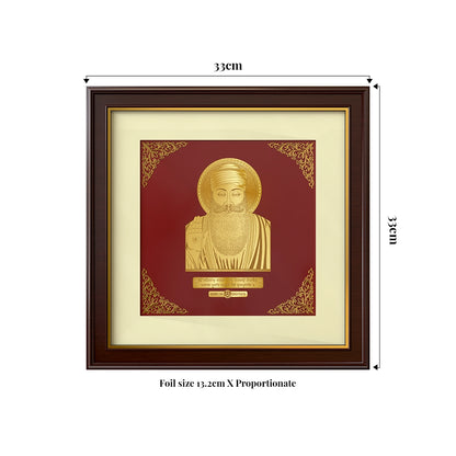 Guru Nanak Dev Ji | Divine Spiritual Master Gold on Gold Wall Hanging Frame in 24K Gold Plated Foil