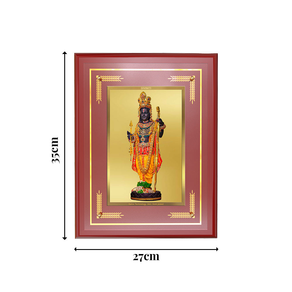 Diviniti Shree Ram Lalla with Arch Wall Photo Frame in 24K Gold Plated Foil | Divine Innocence, Royal Grace & Auspicious Blessings