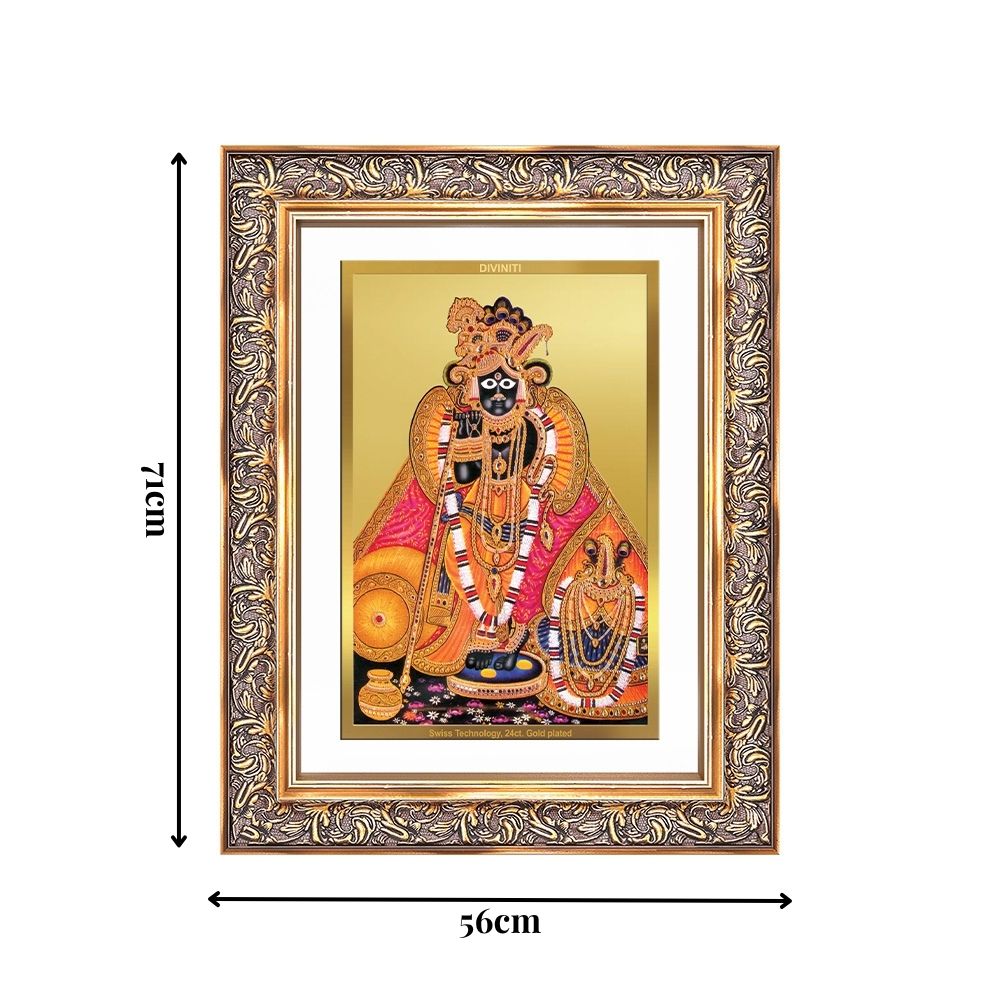 Diviniti 24K Gold Plated Banke Bihari Ji (Classic) Divine Wall Frame for Home Mandir & Office Decor | Luxury Spiritual Gift