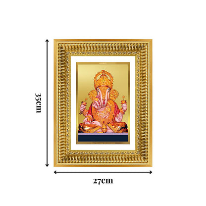 Diviniti 24K Gold Plated Dagadu Ganesha (Classic) Divine Wall Frame for Home Mandir & Office Decor | Luxury Spiritual Gift