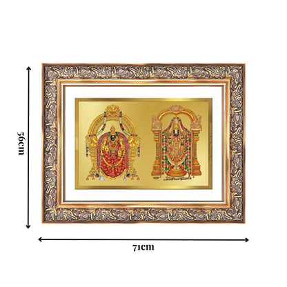 Diviniti 24K Gold Plated Padmavati And Balaji (Classic) Divine Wall Frame for Home Mandir & Office Decor | Luxury Spiritual Gift
