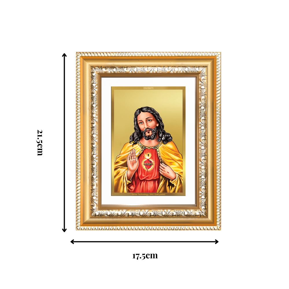 Diviniti 24K Gold Plated Jesus Christ (Classic) Divine Wall and Table Top Frame for Home Mandir & Office Decor | Luxury Spiritual Gift