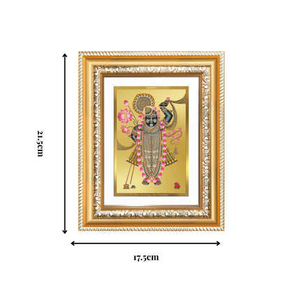 Diviniti 24K Gold Plated Shrinath Ji (Classic) Divine Wall and Table Top Frame for Home Mandir & Office Decor | Luxury Spiritual Gift