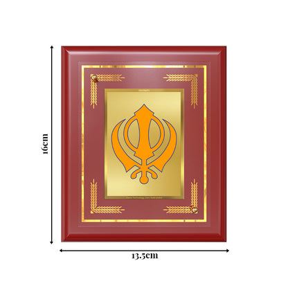 Diviniti 24K Gold Plated Khanda Sahib Blessing Tabletop Photo Frame | Strength, Unity & Spiritual Grace