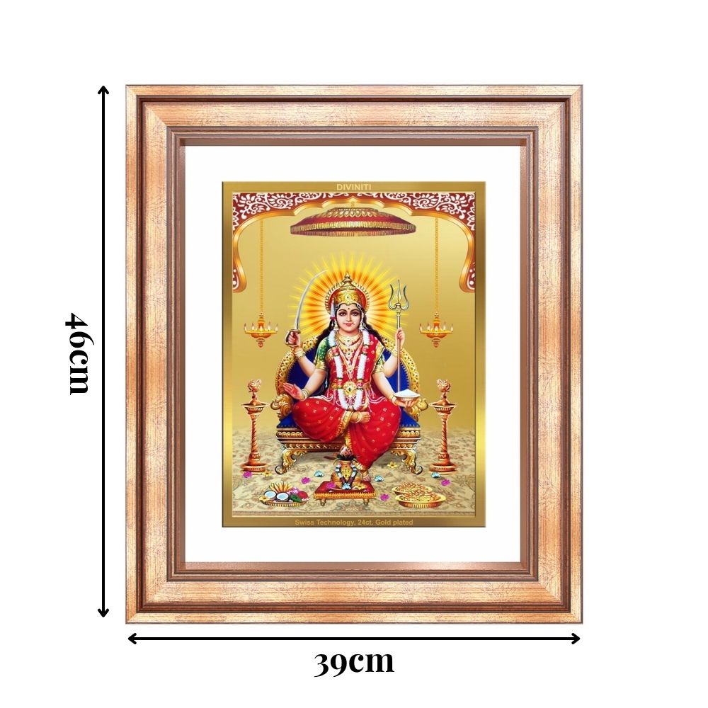 Diviniti 24K Gold Plated Santoshi Mata (Classic) Divine Wall Frame for Home Mandir & Office Decor | Luxury Spiritual Gift