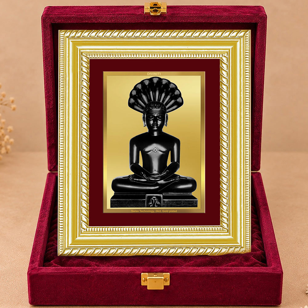 24K Gold-Plated Parshwanath Ji Frame | Premium Gift Box | 17.5x21.5 CM