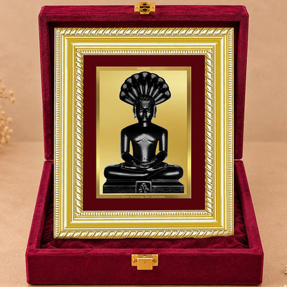 24K Gold-Plated Parshwanath Ji Frame | Premium Gift Box | 17.5x21.5 CM