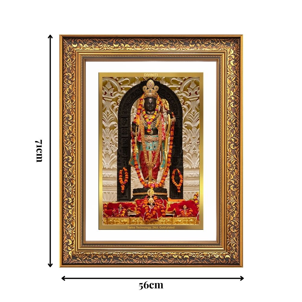 Diviniti 24K Gold Plated Ram Lalla (Classic) Divine Wall Frame for Home Mandir & Office Decor | Luxury Spiritual Gift