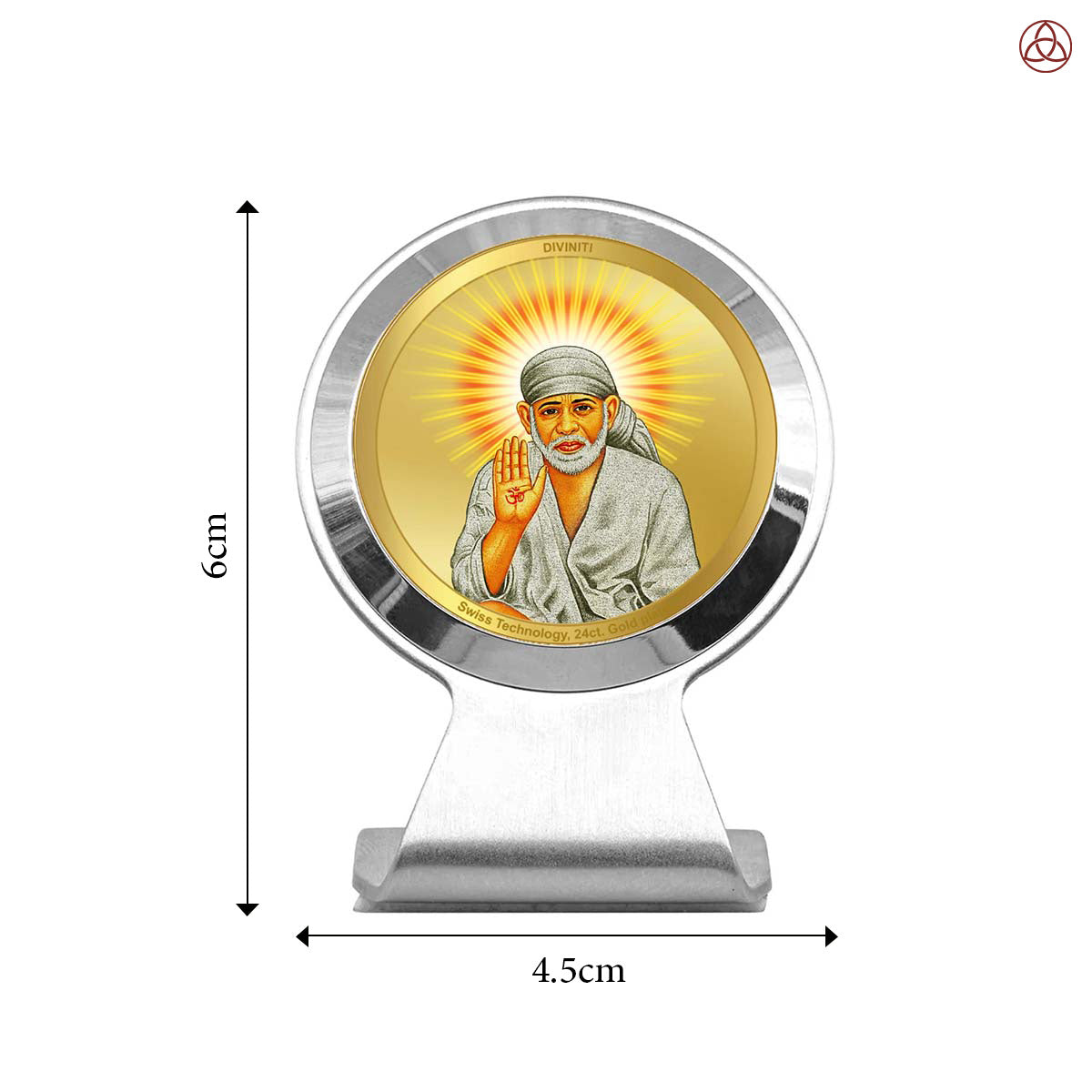 Sai Baba Blessing Pose | Divine Sai Baba Car Dashboard & Tabletop Photo Frame in 24K Gold Plated Foil