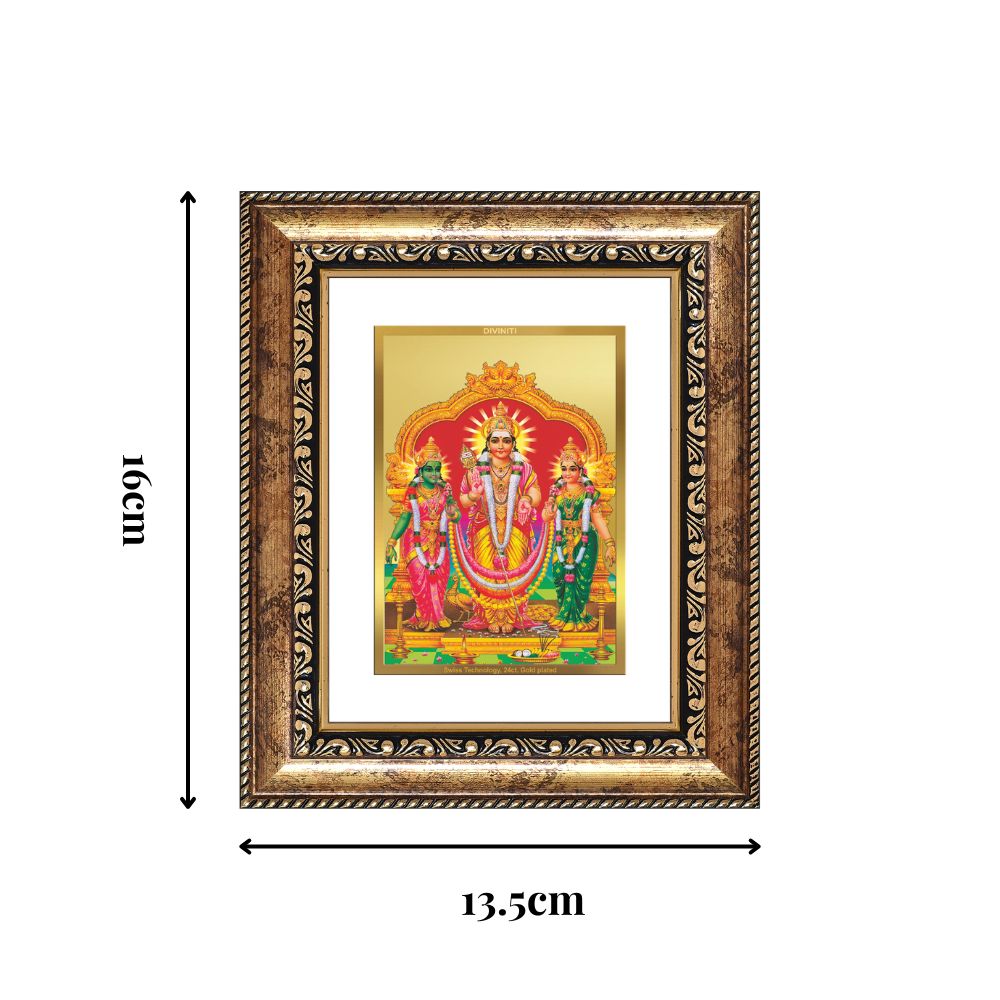 Diviniti 24K Gold Plated Murugan Velli Divine Table Top Frame for Home Mandir & Office Decor | Luxury Spiritual Gift