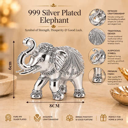 999 Silver-Plated Elephant Pair | Premium Gift Box | 6x8 CM