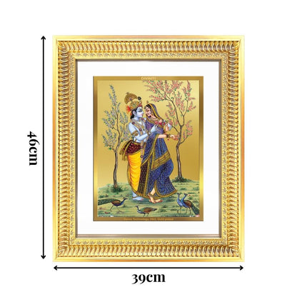 Diviniti 24K Gold Plated Radha Krishna (Classic) Divine Wall Frame for Home Mandir & Office Decor | Luxury Spiritual Gift