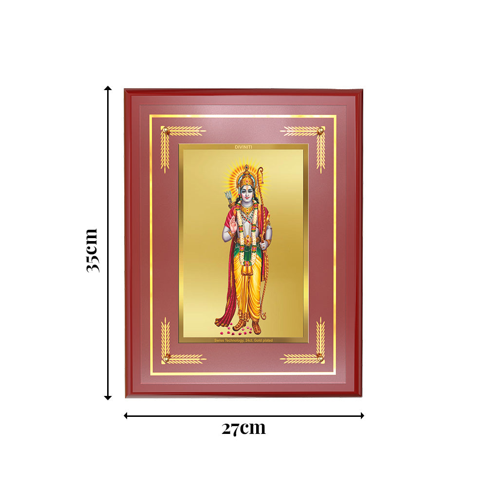 Diviniti Shree Ram Ji Wall Photo Frame in 24K Gold Plated Foil – Symbol of Dharma, Courage & Divine Blessings