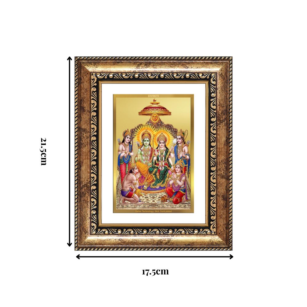 Diviniti 24K Gold Plated Ram Darbar Divine Wall and Table Top Frame for Home Mandir & Office Decor | Luxury Spiritual Gift